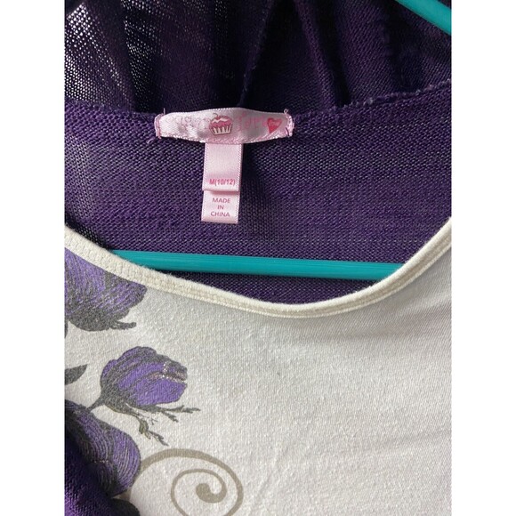 Sugar Tart Top Girls M Purple and Green Layered Tunic Hooded Top - Picture 3 of 5